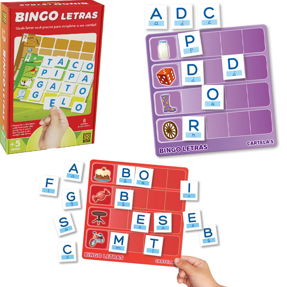 Jogo Didatico e Educativo Bingo Letras +5 Anos Grow