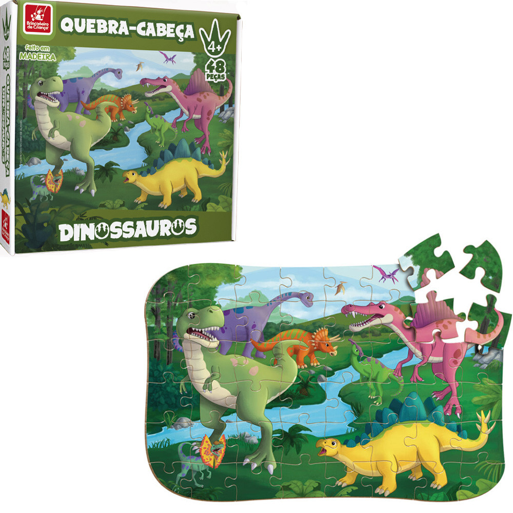 Quebra-cabeca Madeira Dinossauros Stick - Brincadeira De Criança
